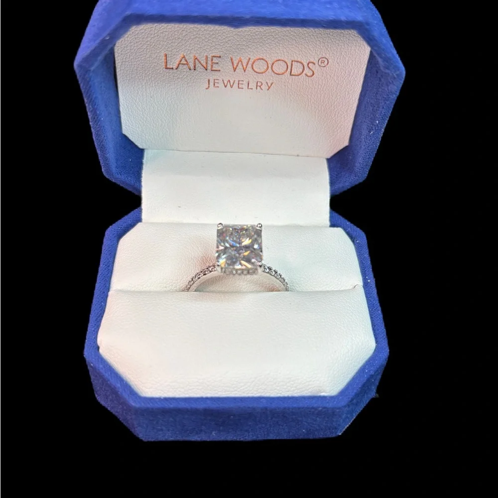 Lane Woods Radiant Hidden Halo Moissanite Ring